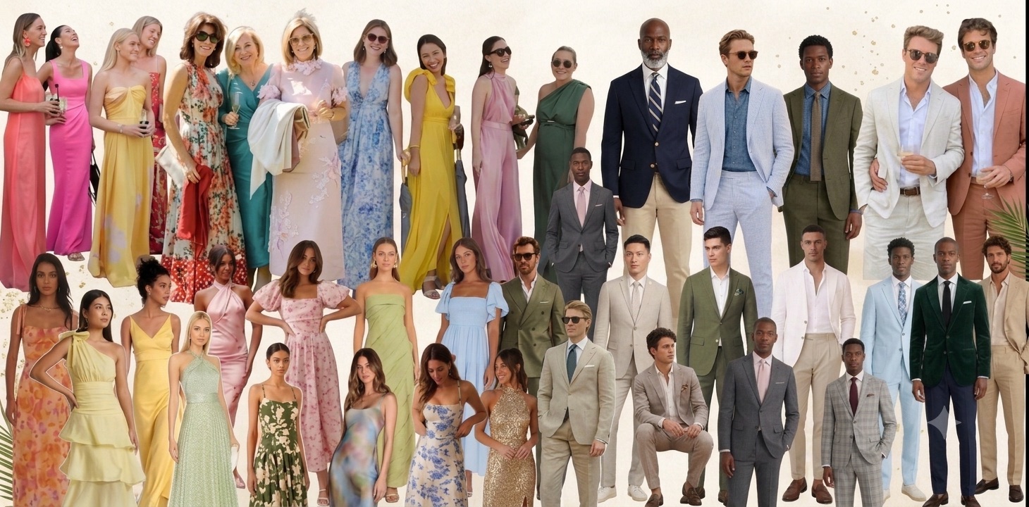Inspiração de looks para o dress code Formal Garden Chic